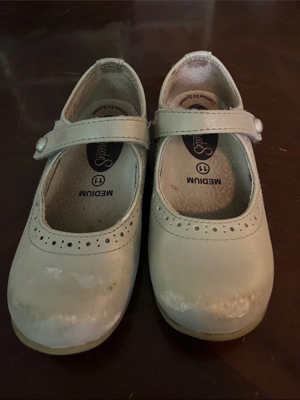 Girls Beige Mary Jane Kids Shoes with Strap